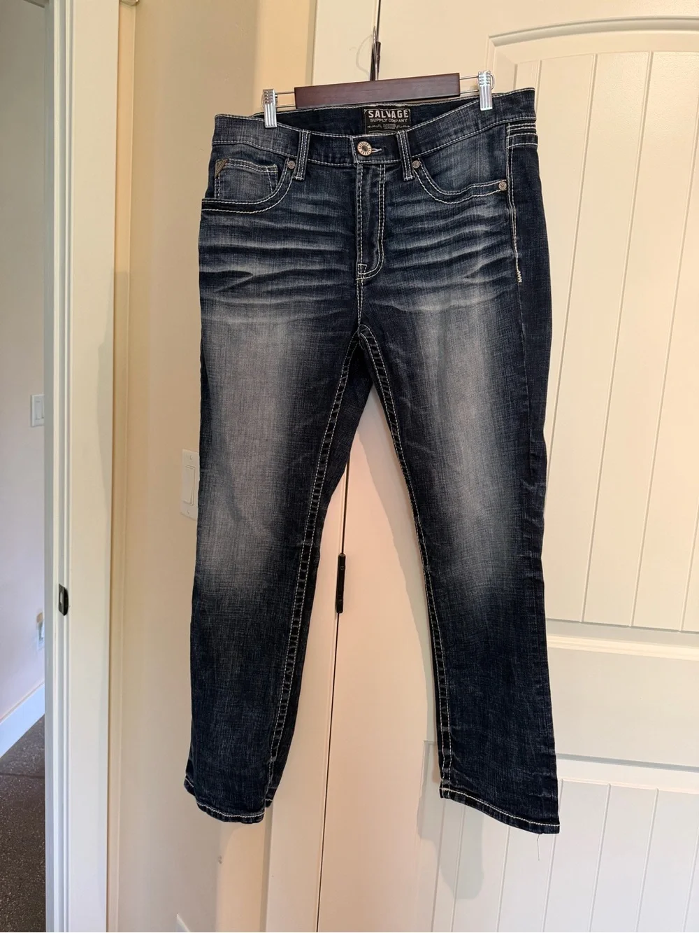 Salvage men’s Jeans - Mayhem straight regular fit, White Stitch Pocket Detail
